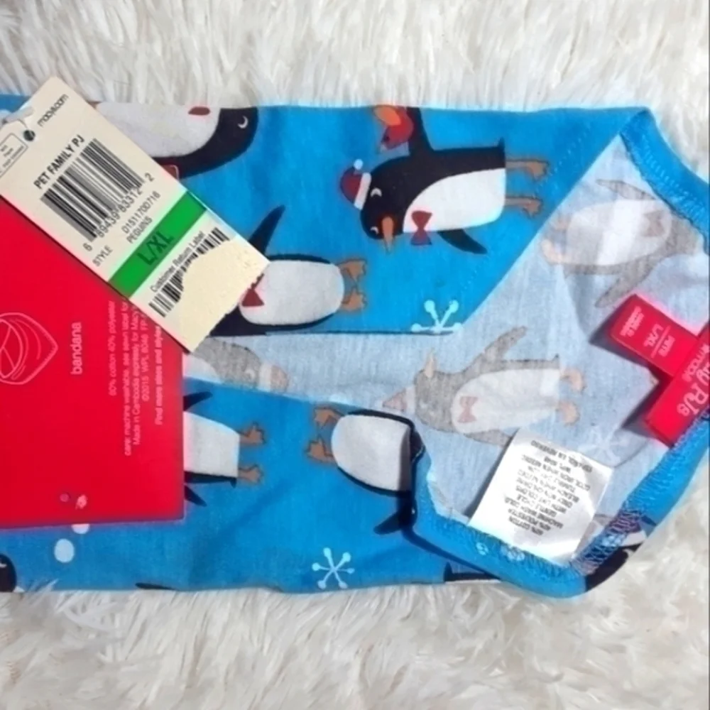 Macys Family PJ's Holiday Penguins Pet Bandana